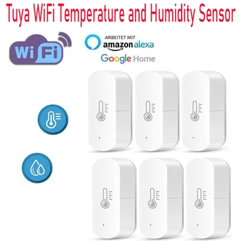 Tuya WiFi Temperatūras Un Mitruma Sensors Mājas Saistīti Termometrs Smart Dzīves APP Uzraudzības Smart Home Ar Alexa, Google Home