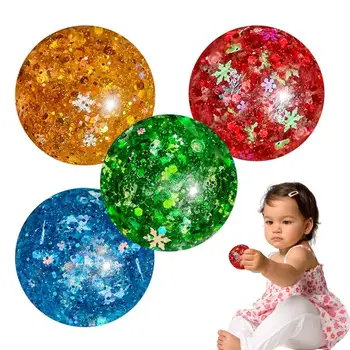 Izspiest Rotaļu Bumbu 4GAB Bērniem Vizuļi Sniegpārslas Bumbu Elastīgu Mirdzēt Rotaļlietu Dzimšanas dienas Dāvanu Zēni Meitenes Relaksējošu Rotaļlietas