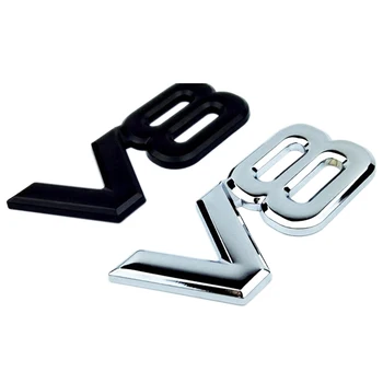 10pcs Auto Metālu Sakausējumu 3D V8 Logo Motora tilpums Bagāžnieka Aizmugurējā Auto Emblēma Decal Chrome V8 Sānu Spārnu Emblēmu Uzlīmes Car Styling