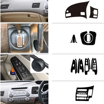 Auto Stilīgs Melns, Augstas kvalitātes 3D Oglekļa Šķiedras Raksts, Auto Interjera Uzlīmes Apdares der Honda Civic 2006-2011 RHD