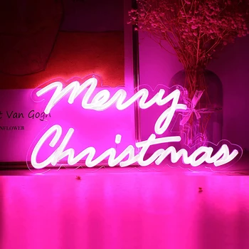 LED Neona Zīme Nakts Gaisma Sienas Puses Apdare Priecīgus Ziemassvētkus Mākslas Apdare Ziemassvētki ar Ķēdes Gaismas Modulators 12V