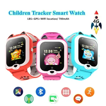 4G GPS, Wifi, SOS Gudri Bērni Bērniem Video zvanu IP67 waterproof Modinātāju, Fotokameru, Bērnu Skatīties, Atrašanās vietu LBS Izsekošanas Smartwatch