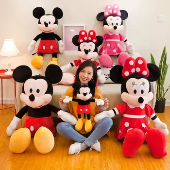 Jaunu 20-75cm Pildījumu Mickey&Minnie Mouse Plīša Rotaļlietu, Mīksto Dumjš Plutons Donald Duck Mickey Minnie Lelles Dzimšanas diena Kāzu Dāvana Bērnam