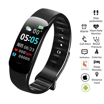 C1 P Smart Skatīties Vīriešu Bluetooth darbību Skaits Īstenot Aproce Fitnesa Tracker Sirdsdarbības Ātrums, asinsspiediens, Miega