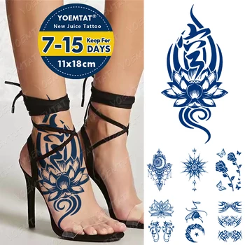Sulu Tintes Tetovējumiem Body Art Ilgstošu Ūdensnecaurlaidīgus Pagaidu Tetovējumu Uzlīmes Lotus Rožu Mandala Tetovējums, Joga Totem Roku Viltus Tatto Sievietēm