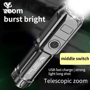 3 Režīmi Led Taktiskais Lukturītis Ultra Pwerful USB Rechargable Spēcīgu Spilgtumu Spēcīgu Gaismas High Power Zoom Āra Apgaismojums
