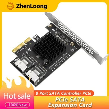 ZhenLoong Izplešanās Stāvvadu Karte 8 Portu SATA 3.0 Savienotāja Kontrolieris Uz PCI-E X4 6G 6Gbps Adapteri