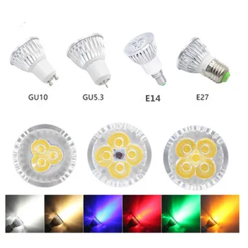 LED Spuldzes Izgaismos 3W 4W 5W GU10 GU5.3 E27 E14 110V, 220V Auksti Balta Dabas Balts 4000 Sarkana Zaļa Zila Dzeltena Regulējamas Vietas Gaismas